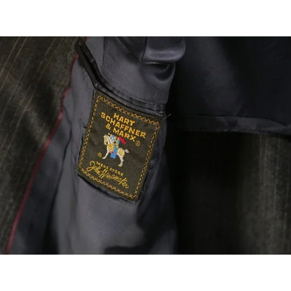 Hart Schaffner‎ Marx 2 Piece Suit 42L Gray Pinstripe Worsted Wool Pant Fit